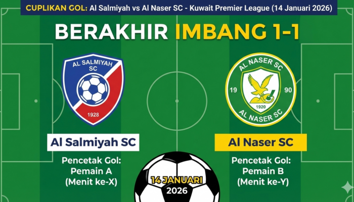 Cuplikan Gol Al Salmiyah vs Al Naser SC: Kuwait Premier League 14 Januari Berakhir 1-1