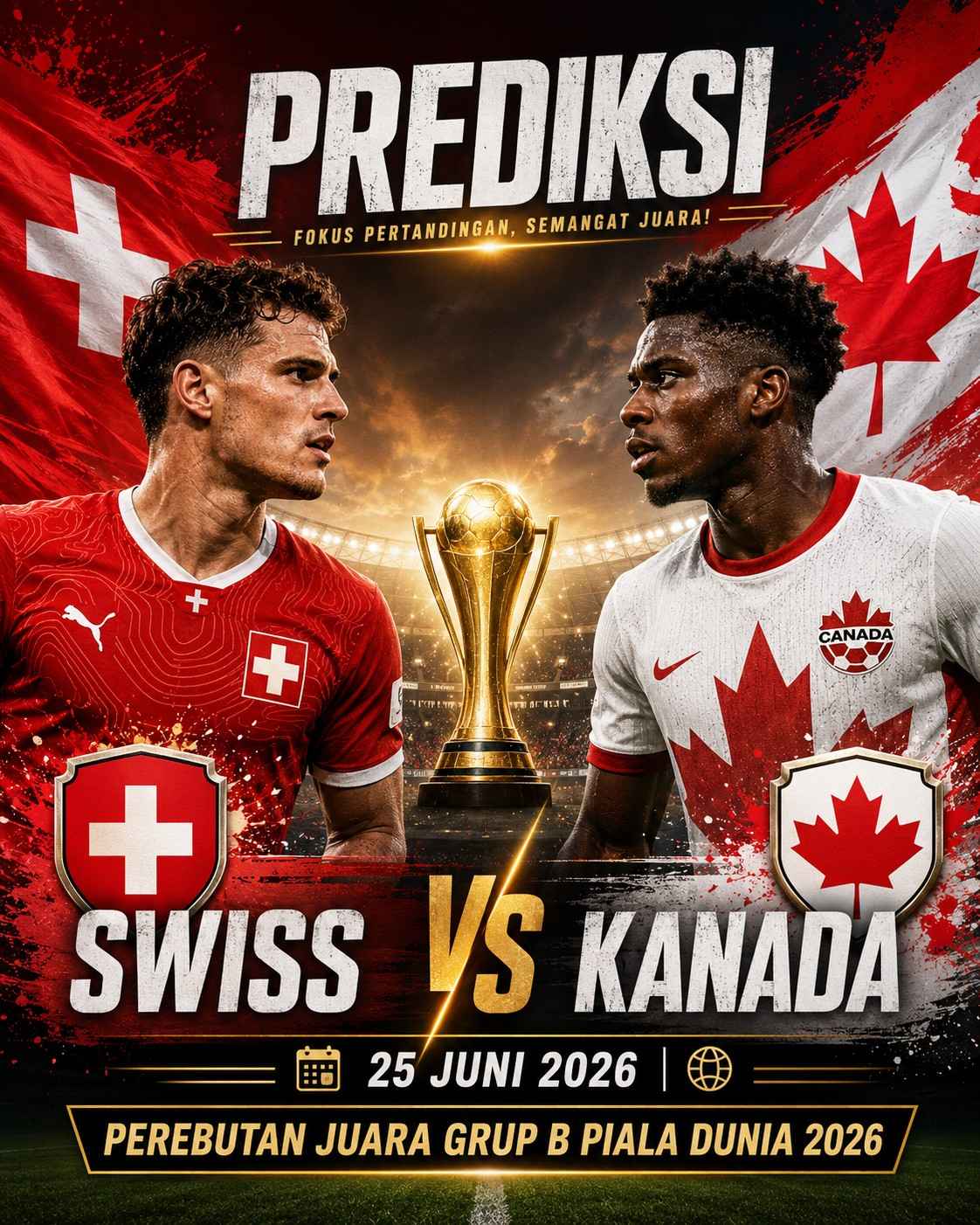 Prediksi Swiss vs Kanada 25 Juni 2026: Perebutan Juara Grup B Piala Dunia 2026
