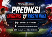 Prediksi Inggris vs Kosta Rika 11 Juni 2026: The Three Lions Siap Menutup Pemanasan Piala Dunia dengan Kemenangan