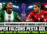 Hasil Pertandingan Mesir vs Nigeria 6 Agustus 2026: Super Falcons Pesta Gol 6-2 dan Lolos ke Perempat Final WAFCON