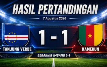 Hasil Pertandingan Tanjung Verde vs Kamerun 7 Agustus 2026: Berakhir Imbang 1-1