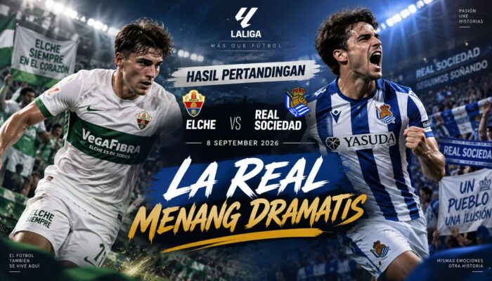 Hasil Pertandingan Elche vs Real Sociedad 8 September 2026: La Real Menang Dramatis 3-2